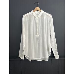 Bella Jones White 100% Cotton Long Sleeve Crinkle Shirt Blouse Size Large